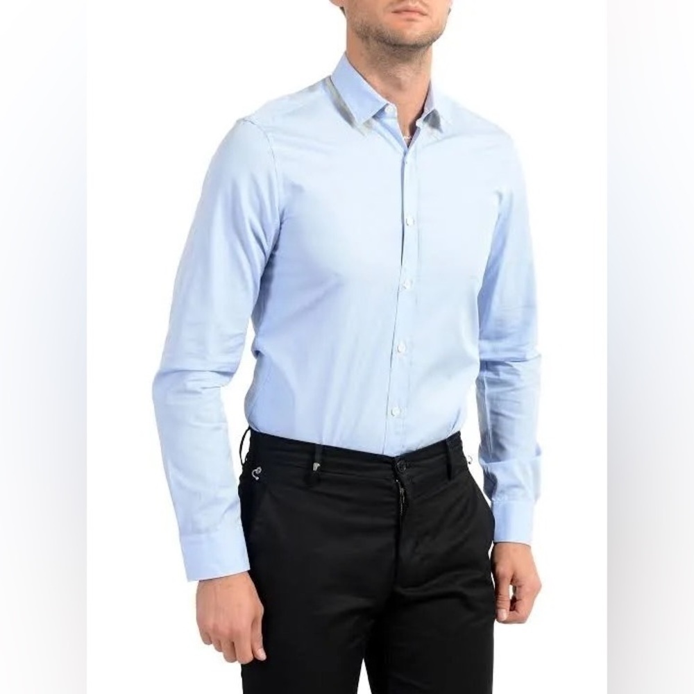 Lanvin Men's Light Blue Long Sleeve Dress Shirt Size 17 Made in Italy